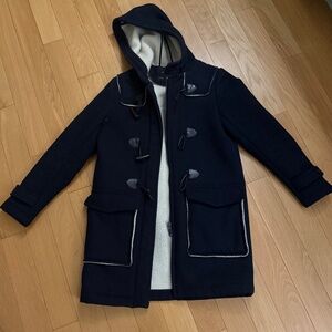 ZARA women’s sherling toggle wool coat, navy